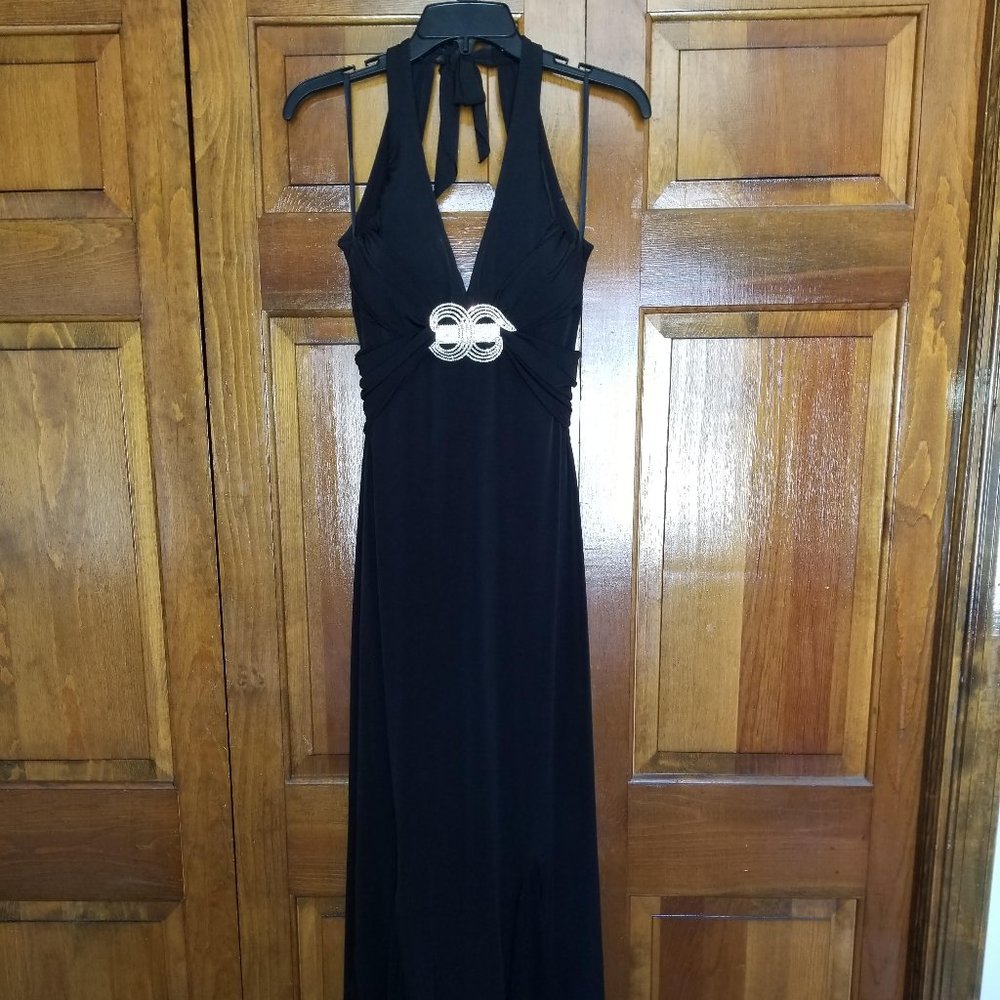 Elegant Black Gown With Rhinestone Accent